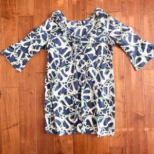 MUDPIE Nautical Pattern Summer Dress with Anchors and Ropes Design Sz L